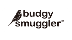 Budgy Smuggler logo with a bird illustration on a white background